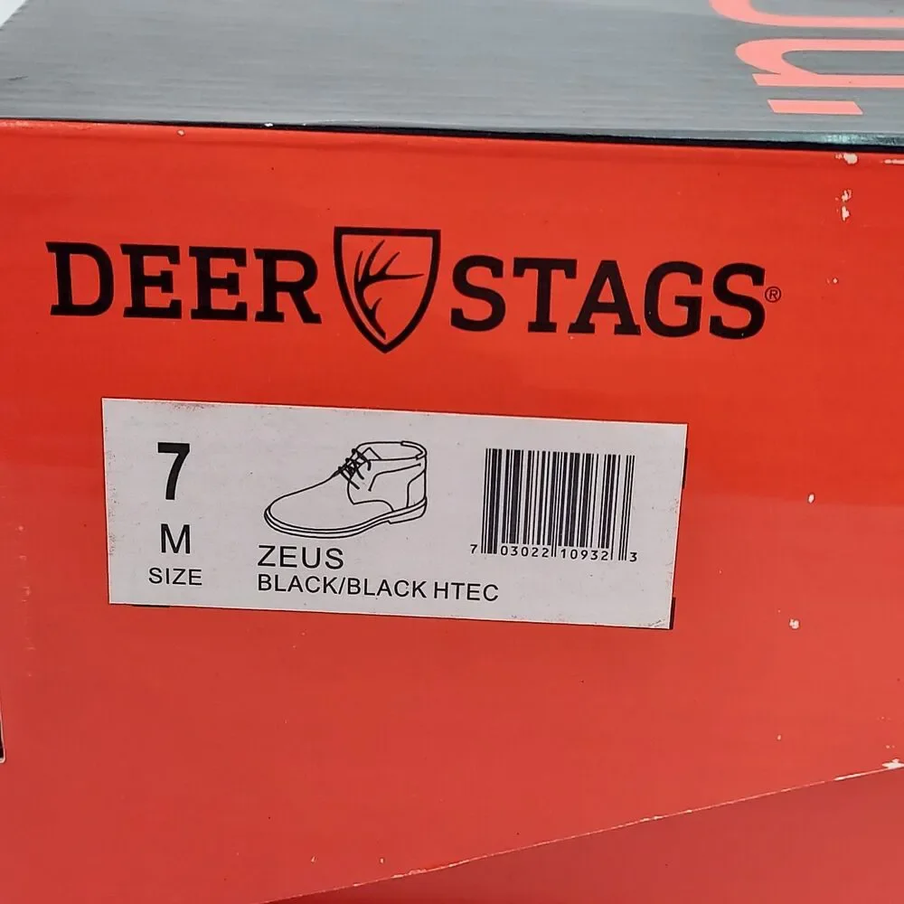 Deer Stags Zeus Chukka Boots Mens 7 Black Leather Lace Up Casual